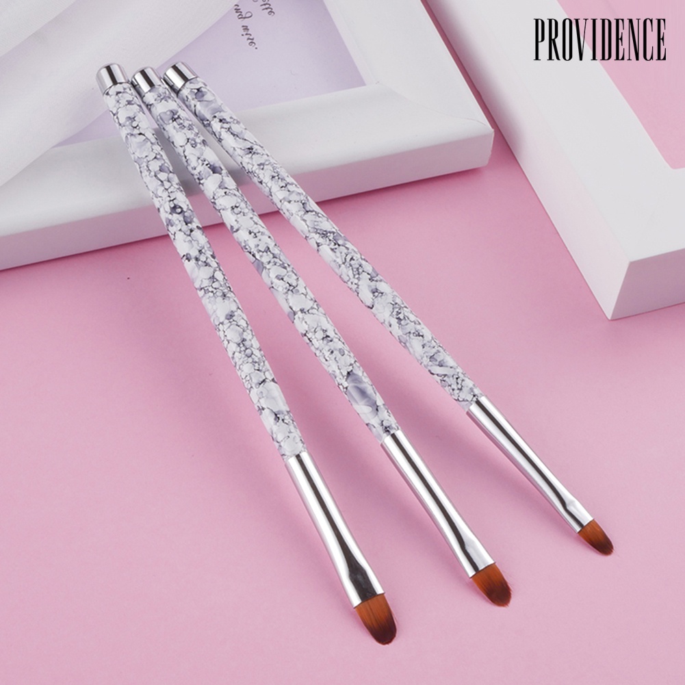 Providence 3Pcs Marble Round Top Cleaning Nail Art Brush Acrylic UV Gel Flower Painting Pen