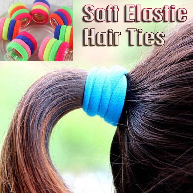 Ikat Rambut Multi warna harga 5pcs Warna Warni Lentur nyaman rambut wanita jadi indah cantik cute Seamless Cotton Hair Bands Soft Elastic Hair Ties Fashion Women Ponytail Holders Female Hair Ropes Girls Hair Accessories