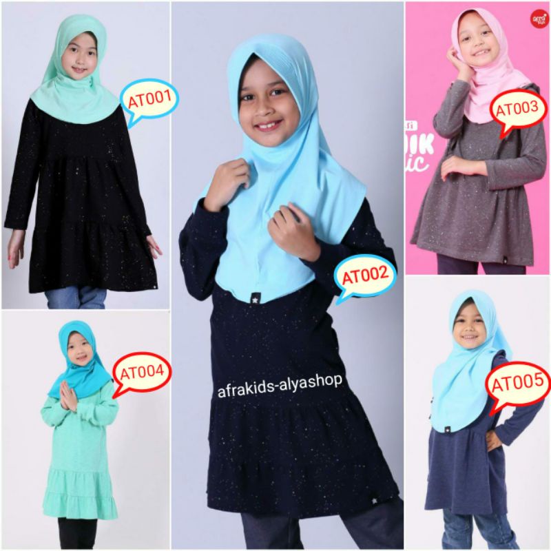 Tunik Basic Afrakids Blink Blink Kode AT001-Hitam, AT002-Navy, AT003-Abu, AT004-Toska, AT005-Dongker