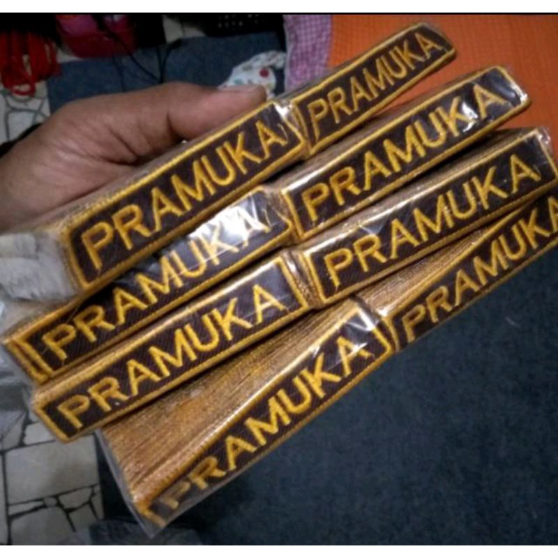 ( COD ) BADGE PRAMUKA LIST KUNING BET PRAMUKA BORDIR , BET TULISAN PRAMUKA , PERLENGKAPAN PRAMUKA , 