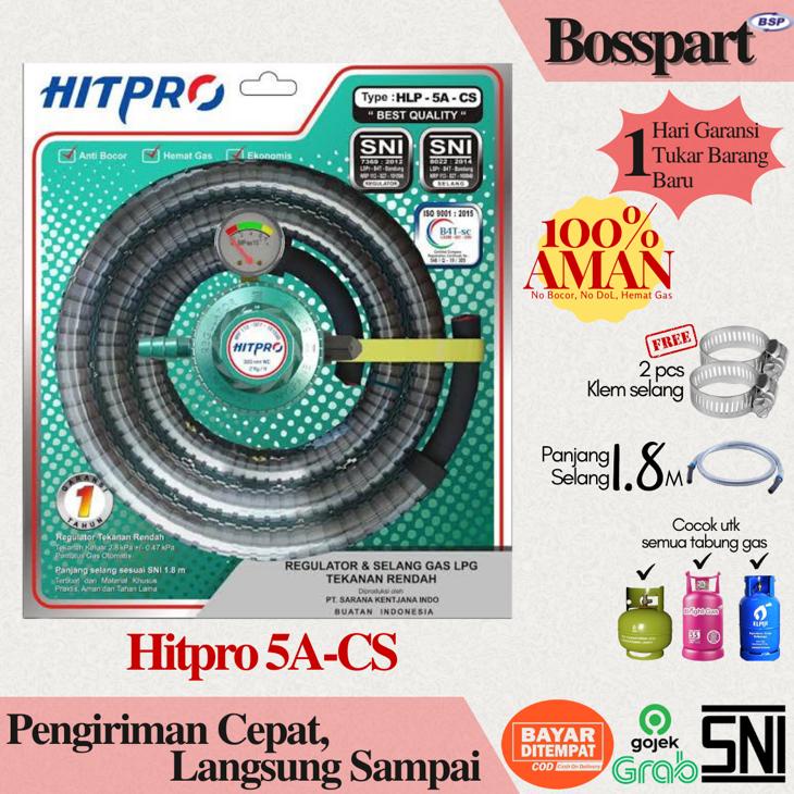 Paket Selang Gas Regulator Hitpro / HLP-5A-CS Regulator Gas dengan meteran / Regulator Hitpro Premium