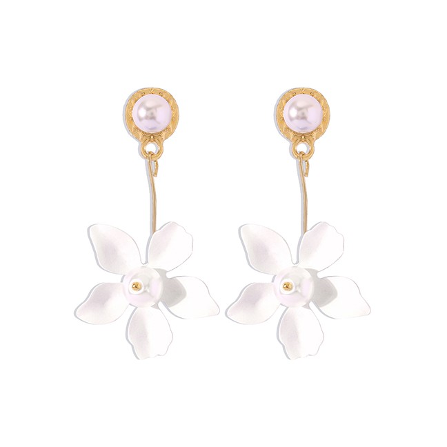 LRC Antying Tusuk Fashion Flower Pearl Alloy Earrings K46488