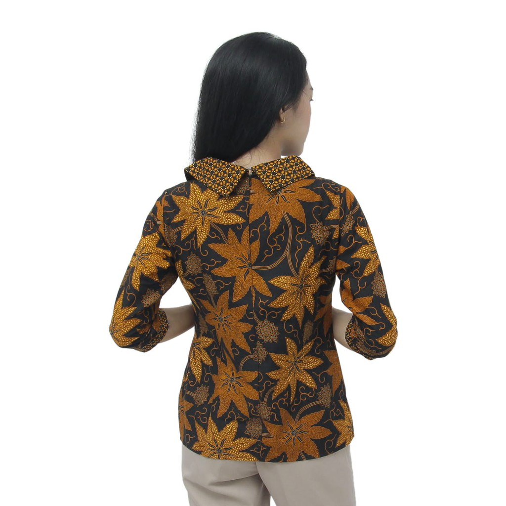 Batik Wanita Atasan Blouse Modern Model Kerah Besar Batik Kerja Wanita