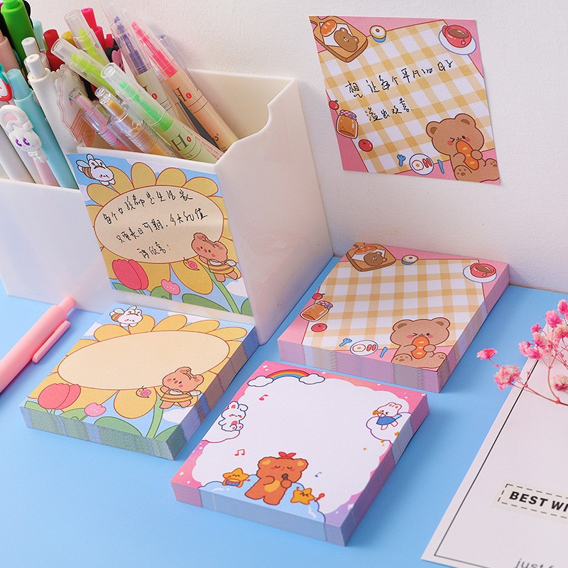 STIKY NOTES LUCU MEMO PAD BERUANG COKLAT tema kue-2
