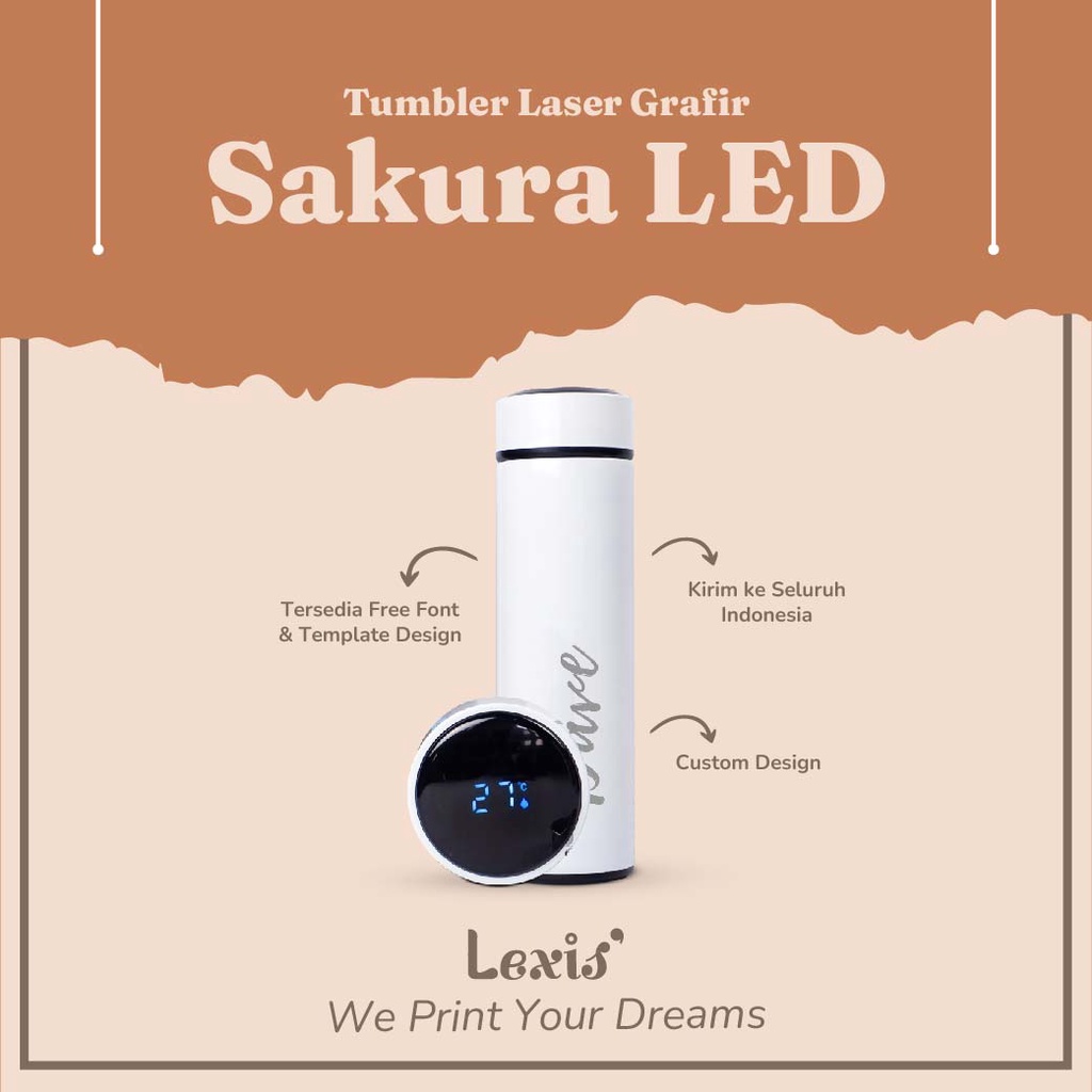 Jual Tumbler Custom Smart Led Cetak Grafir Namalogokarakter Souvenirbotol 500mlpromosi Murah 0091