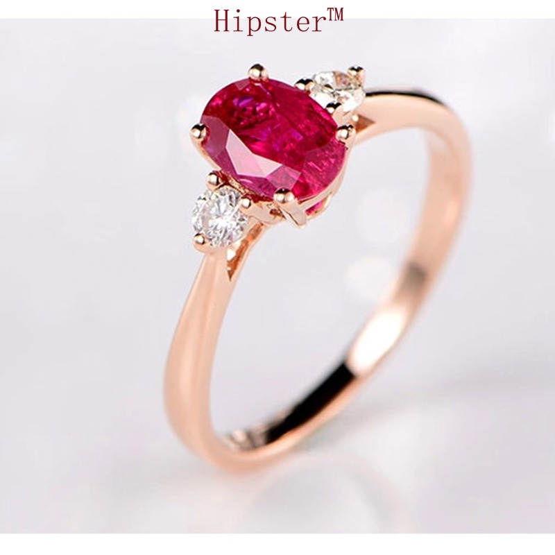 Classic Fashion Trend Light Luxury Ruby Diamond-Studded Ring