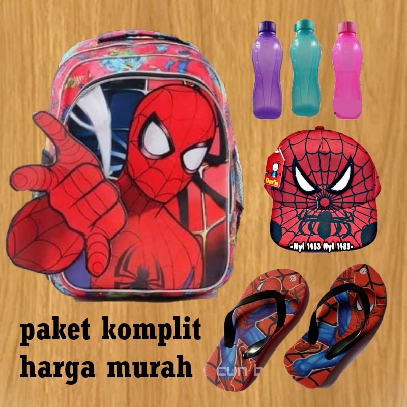 Tas Anak Laki Laki Model Superhero 4 In 1 Ransel Sekolah Paud TK SD