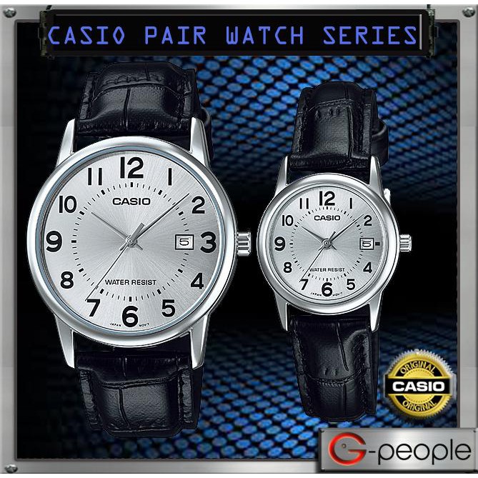 Jam Tangan Couple Casio Couple Tali Kulit Original MTP LTP-V002L-7B Murah