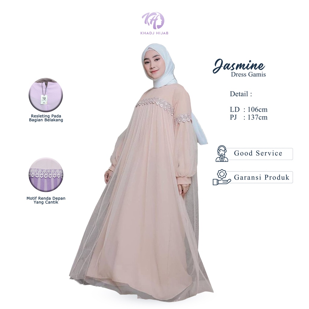Khadj Hijab - Gamis Dress Pakaian Muslim Mix Renda Jasmine