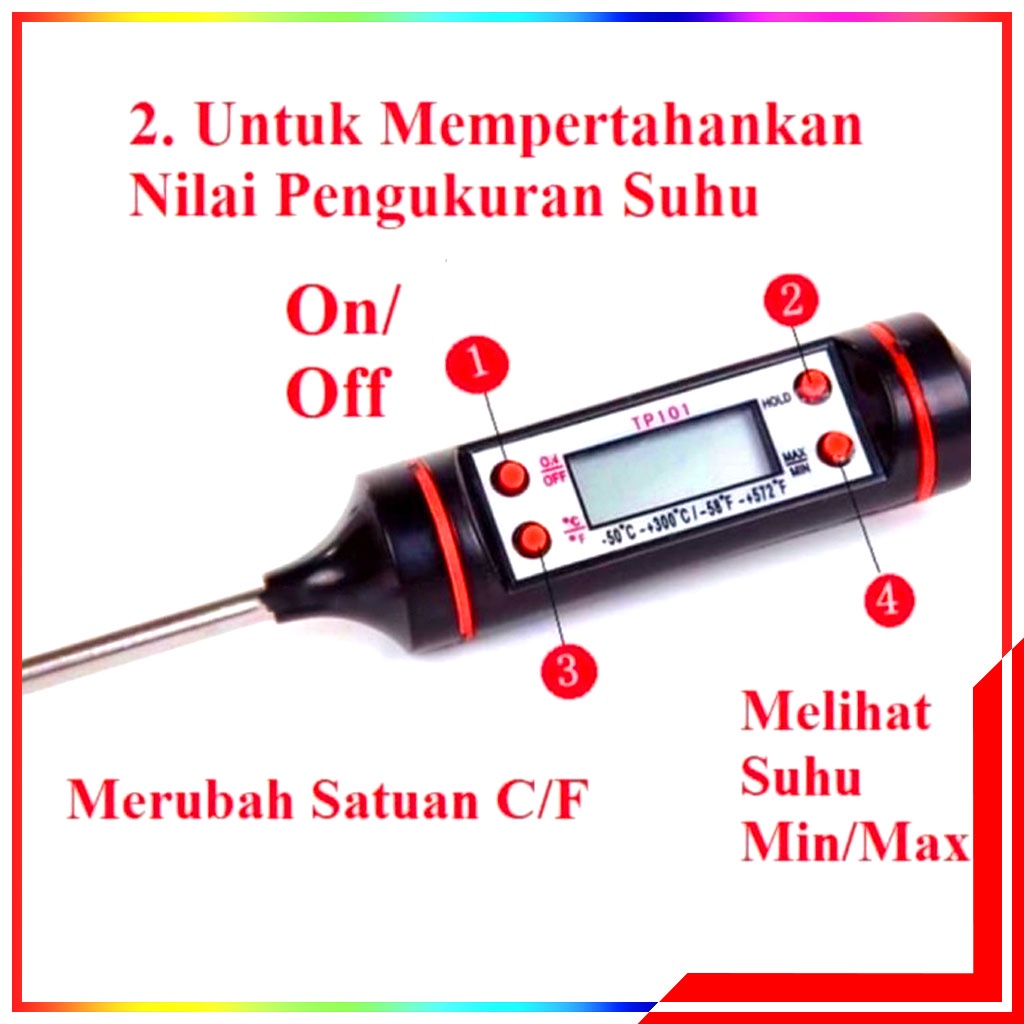 Food Thermometer - Thermometer Makanan Digital Food Pengukur Suhu Meat Daging Stick Air - Termometer Cek Suhu Makanan