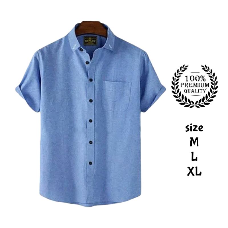 Kemeja pria boyi top man lengan pendek kemeja polos kasual formal kemeja cowok (putih, dll.)