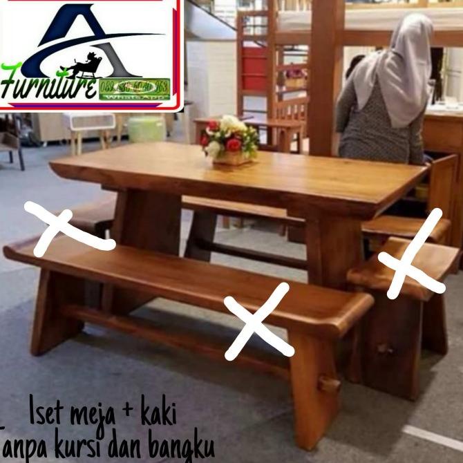 set meja makan kantor kursi tamu kursi cafe kayu suar trembesi solid