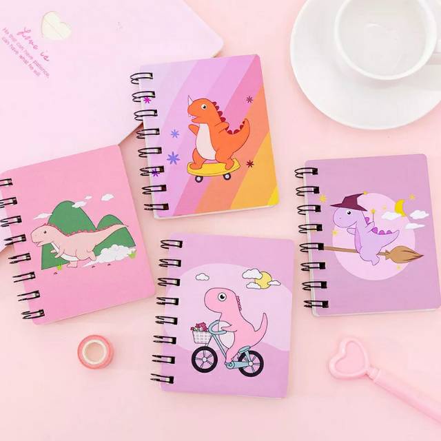

TKB Buku Tulis Spiral Mini ukuran A7 motif Dinosaur gambar Dinosaurus