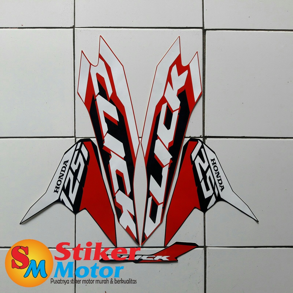 STRIPING STICKER LIS LES POLET BODY MOTOR VARIO TECHNO 125 2018 THAILAND MERAH-HITAM