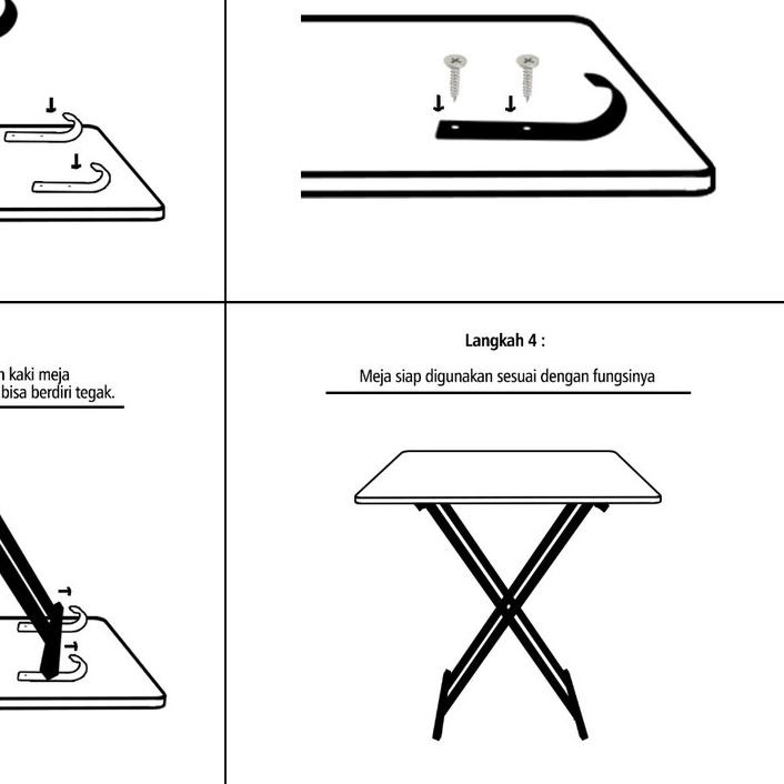 ℮ GUNINCO MEJA LIPAT KAKI SILANG kayu besi meja laptop portable meja makan cafe bazar adjustable ✾