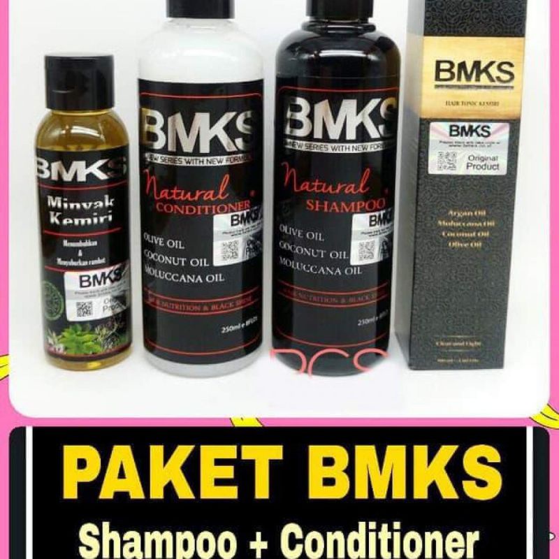 4in1 Paket Penumbuh Rambut Shampo+Kondisioner+Minyak+Tonic Ampuh dalam 2 Minggu | BMKS Kemiri ori