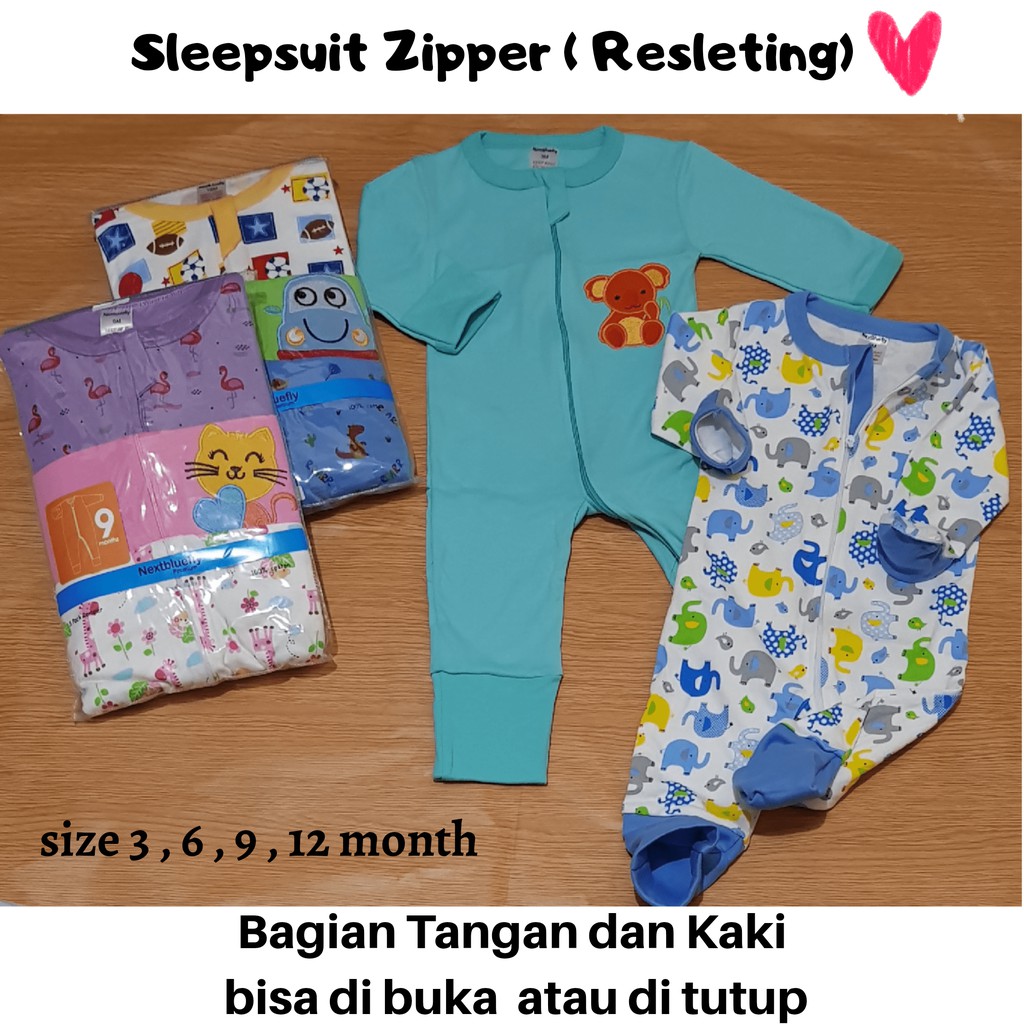 Sleepsuit Zipper resleting tangan dan kaki bisa di buka maupun ditutup baju tidur bayi