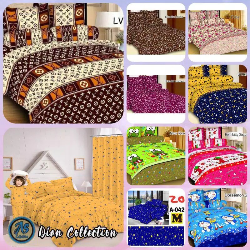Sprei Karakter Doraemon Hello Kitty Keropi Kartun uk 200x160 Free Bantal Guling Homemade Murah
