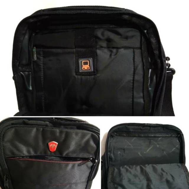 Tas Selempang pria travel pouch hitam ukuran tablet 10 inch - Tracker 40403 original