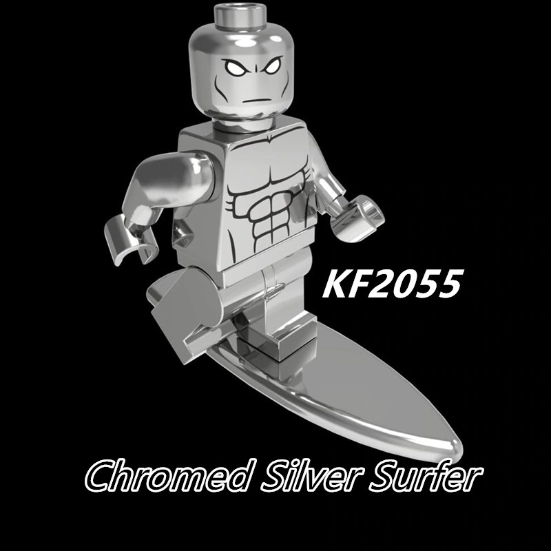 Mainan Lego Anak Single Sale Building Blocks Super Heroes Character Chromed Silver Surfer Figures