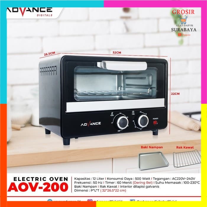 Advance Oven Listrik  AOV-200 / Oven Listrik advance kapasitas 12 Liter