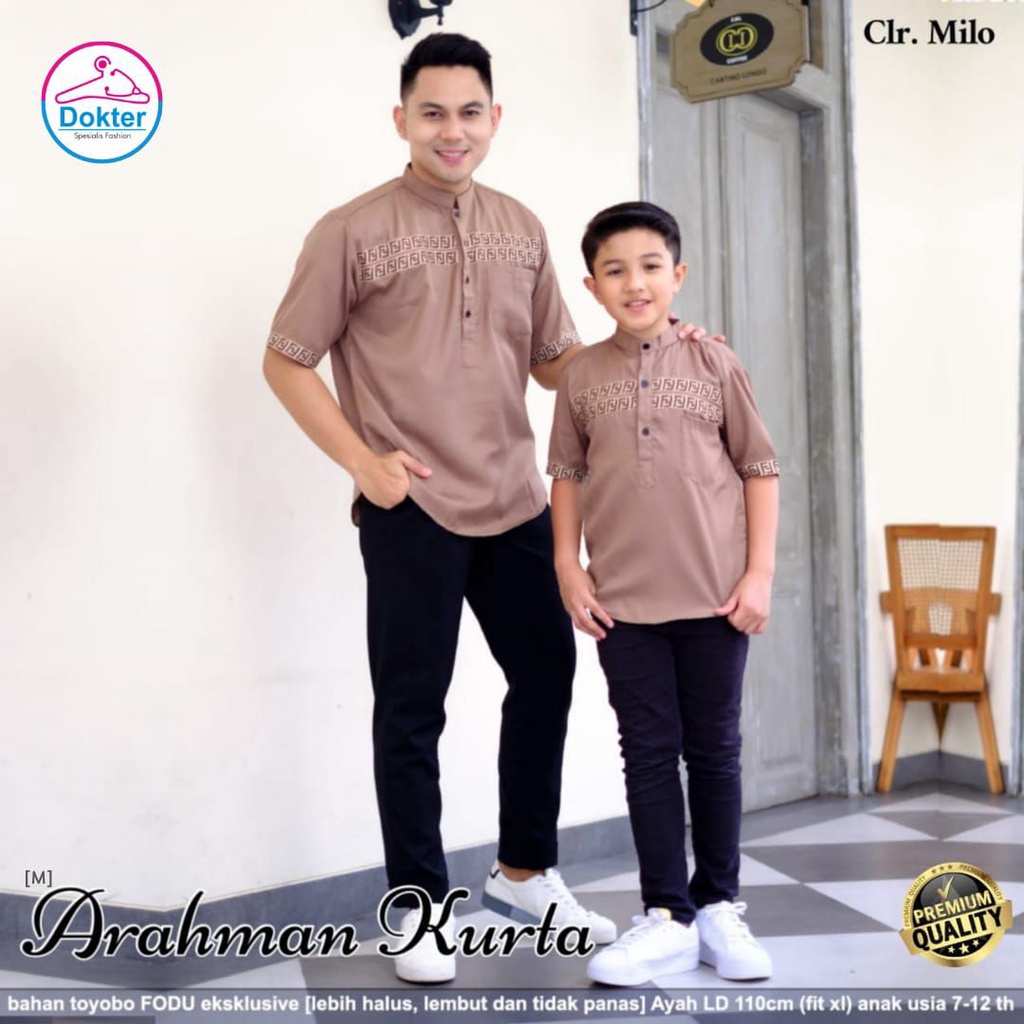 Koko Kurta Dewasa FF Pria Lengan Pendek / Koko Couple Ayah dan Anak Katun Toyobo Import Fit to XXL / Koko Kurta Pakistan