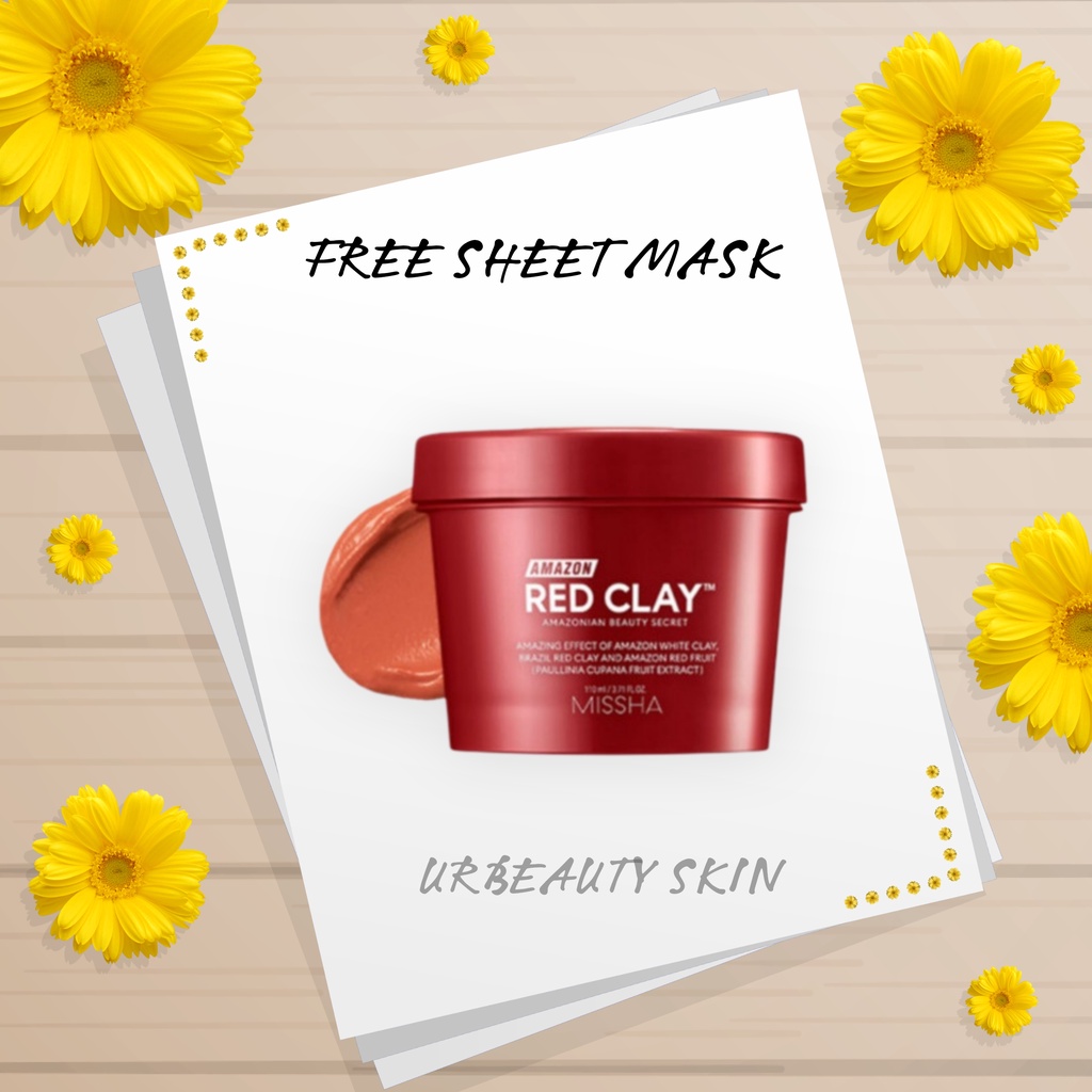 Missha Amazon Red Clay Pore Mask Masker Wajah Pori-Pori 110ml - FREE SHEETMASK
