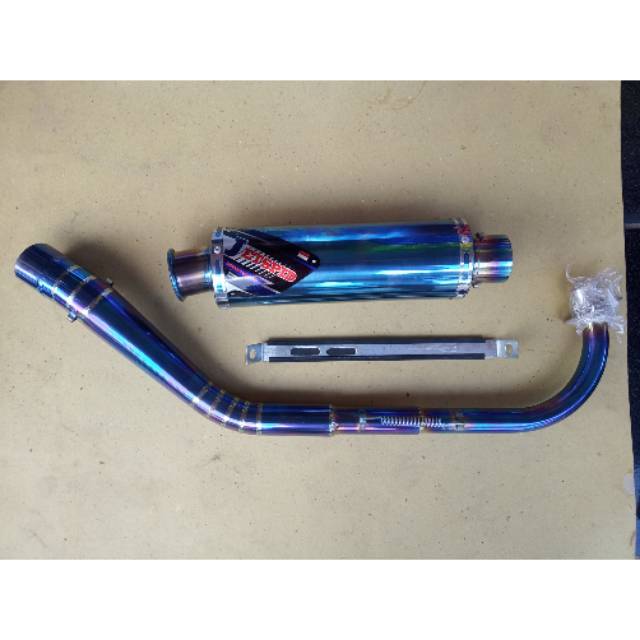 Knalpot Racing jetspid full stainles bluemoon ujung linting all motor bebek kolong
