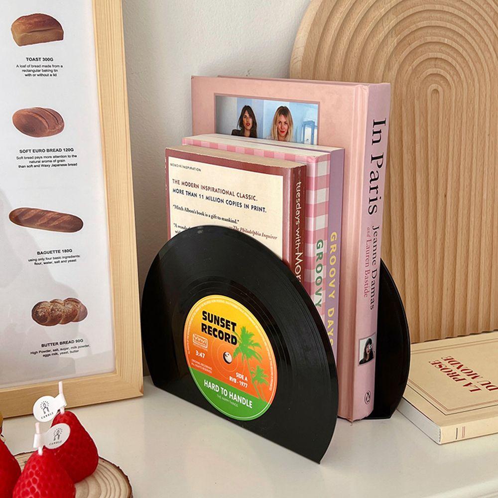 Mxbeauty Vinyl Bookends CD Kreatif LP Berbentuk Non Slip Dekoratif Vintage Book Support