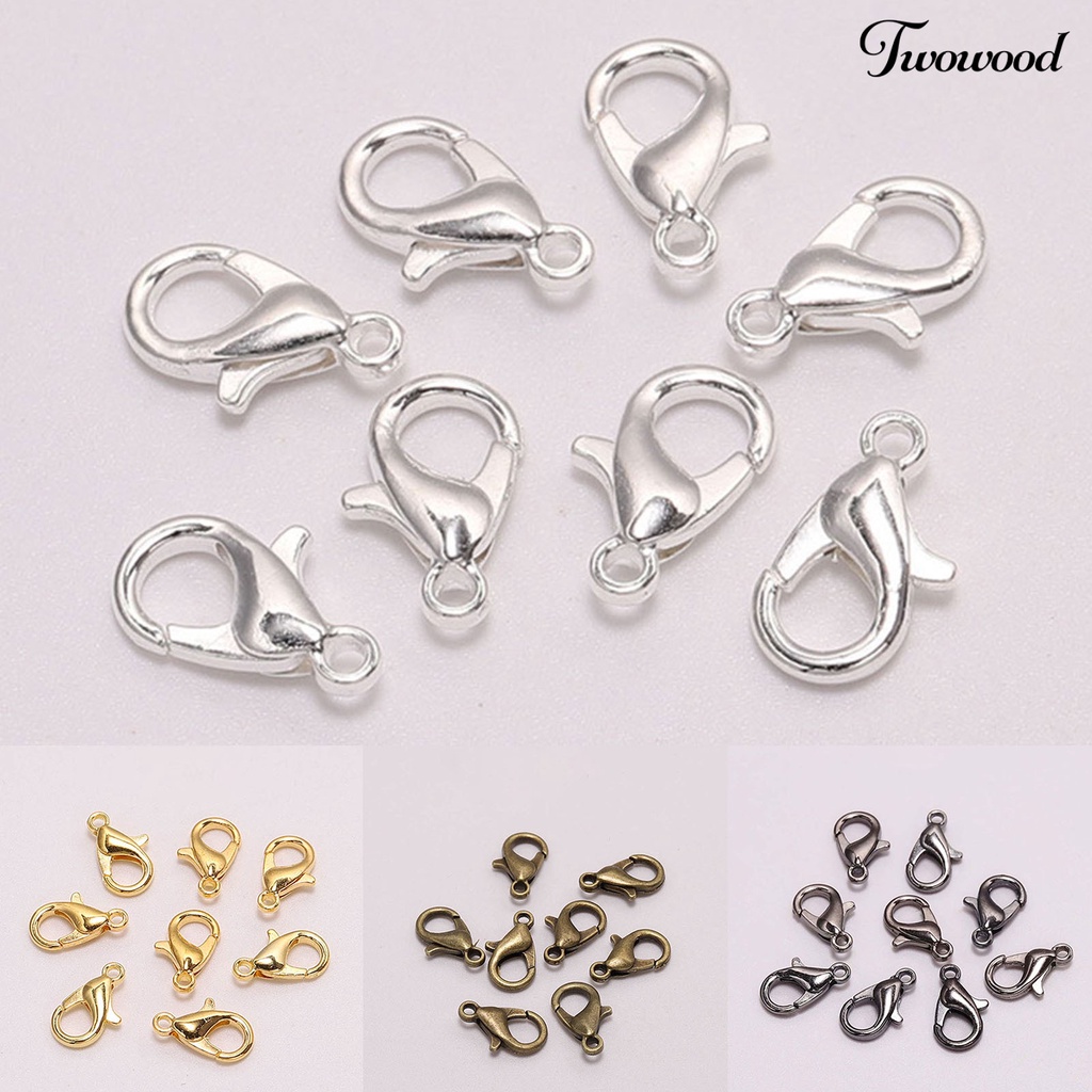 Twowood 50Pcs Lobster Hooks Plated Multipurpose DIY Bracelet Necklace Key Ring Lobster Clasps Jewelry Findings