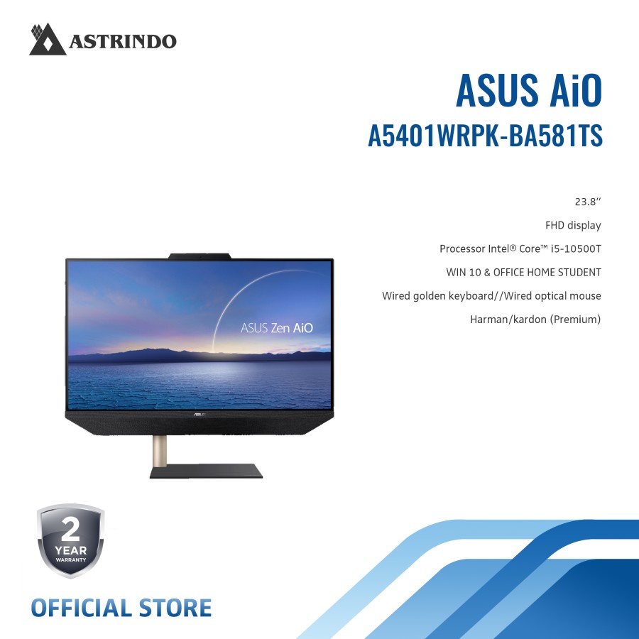 Asus AIO Desktop PC 23.8"/R5-5500U/UMA/8G/1T/FHD - (M5401WUAK-BA581TS) Black