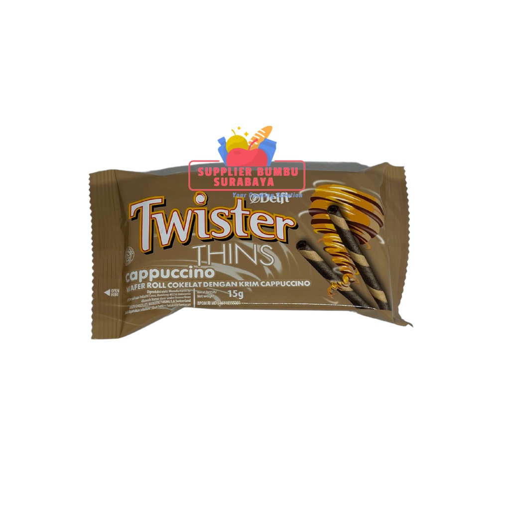 Twister Thins Astor Stick Wafer Roll Coklat Strawberry Vanilla Capuccino 15g