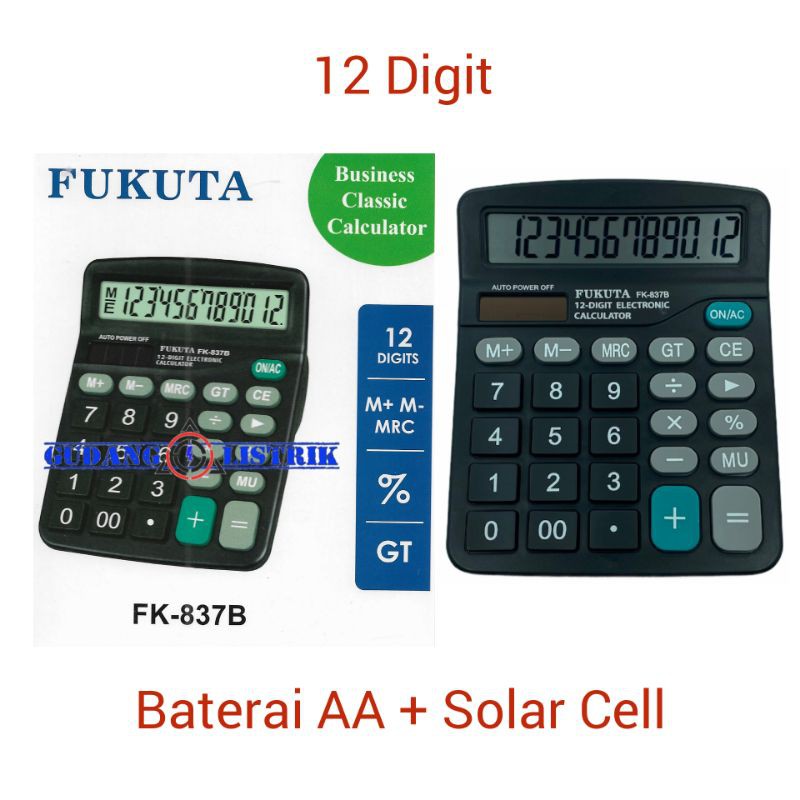 

Kalkulator Meja Dagang 12 Digit Layar LCD Besar FUKUTA FK-837B