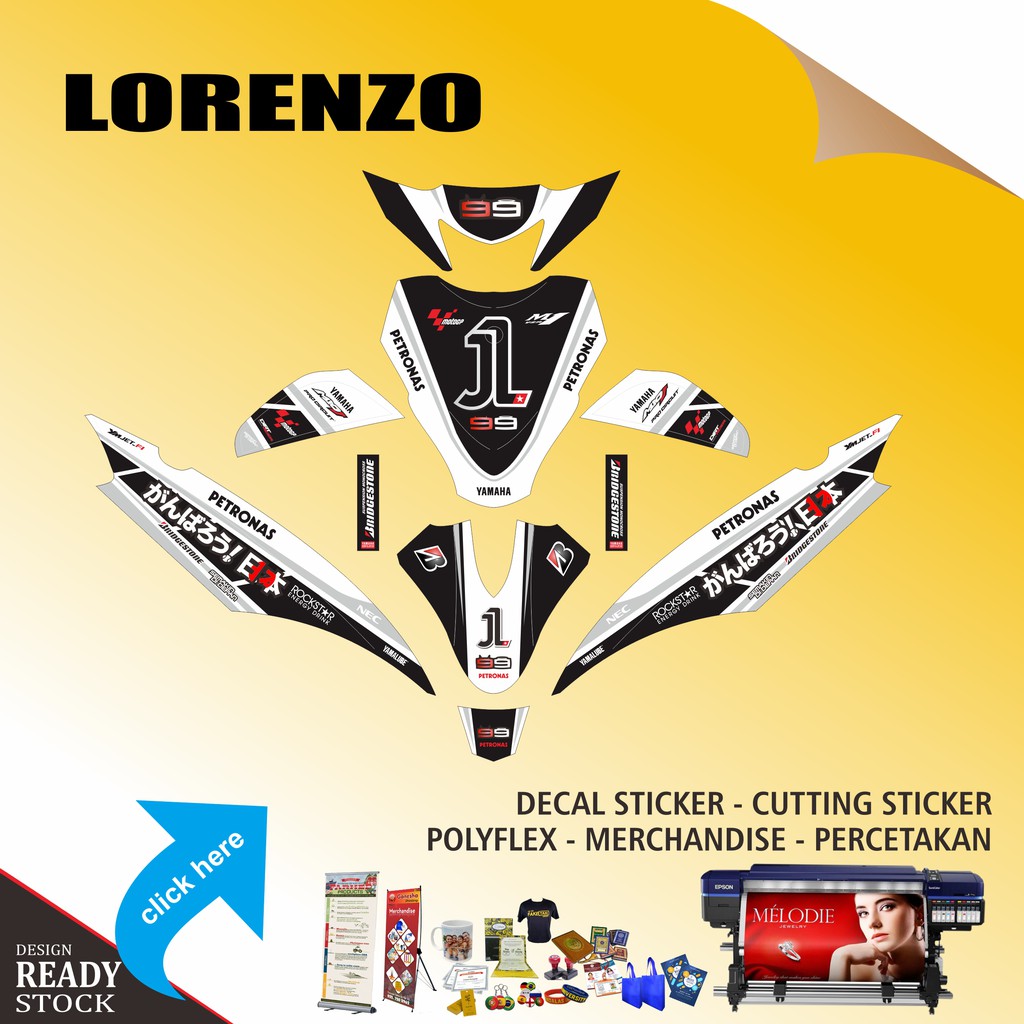 DECAL STICKER YAMAHA MIO J LORENZO HITAM PUTIH
