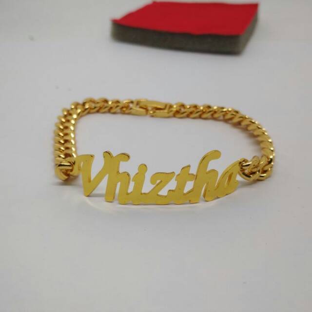 Gelang ukir nama lapis emas