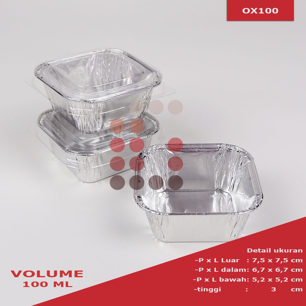 alumunium foil cup OX 100 + tutup mika macaroni schotel plapertart Image 2