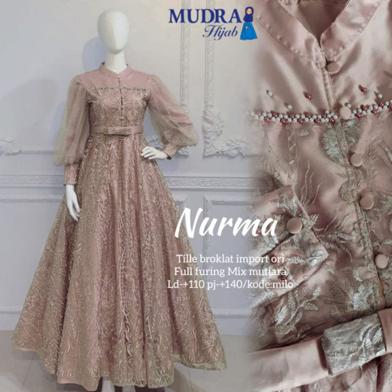 Diana Dress Bahan Velvet mix brukat / BAJU DEWASA MURAH TERBARU 2022 / Gamis Kondangan / Gamis Bridesmaid