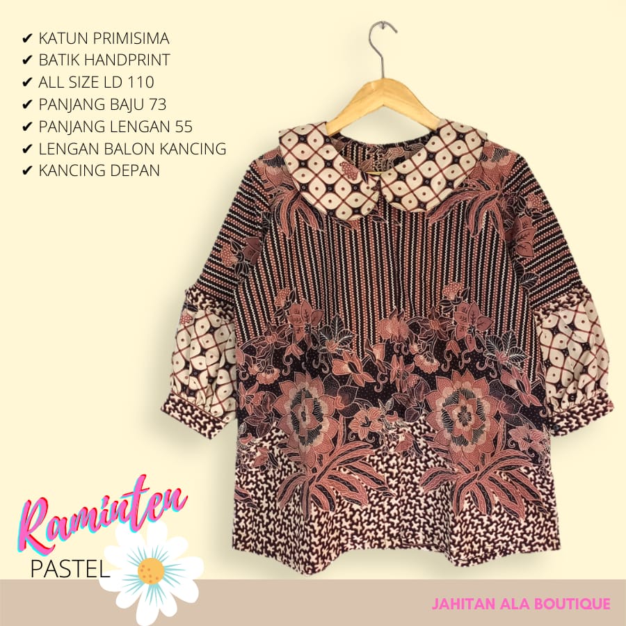 Blus ruminten pastel batik solo atasan kerja