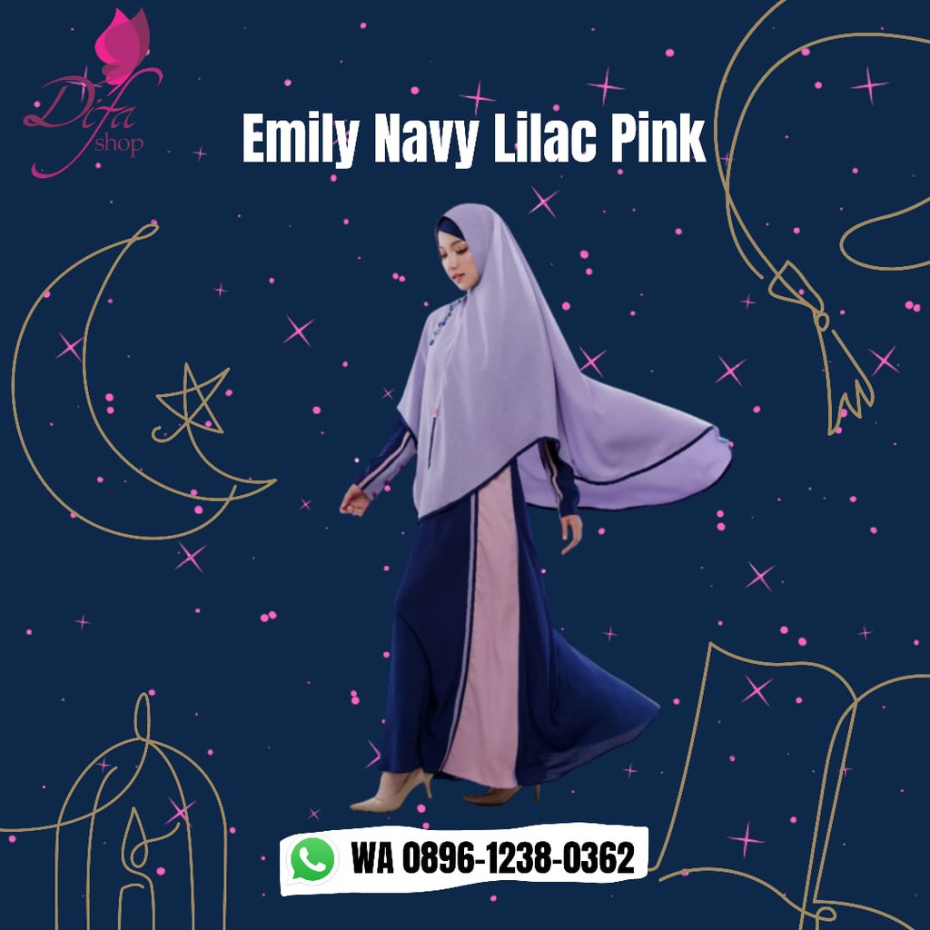 Gamis Aulia Emily Navy Lilac Pink