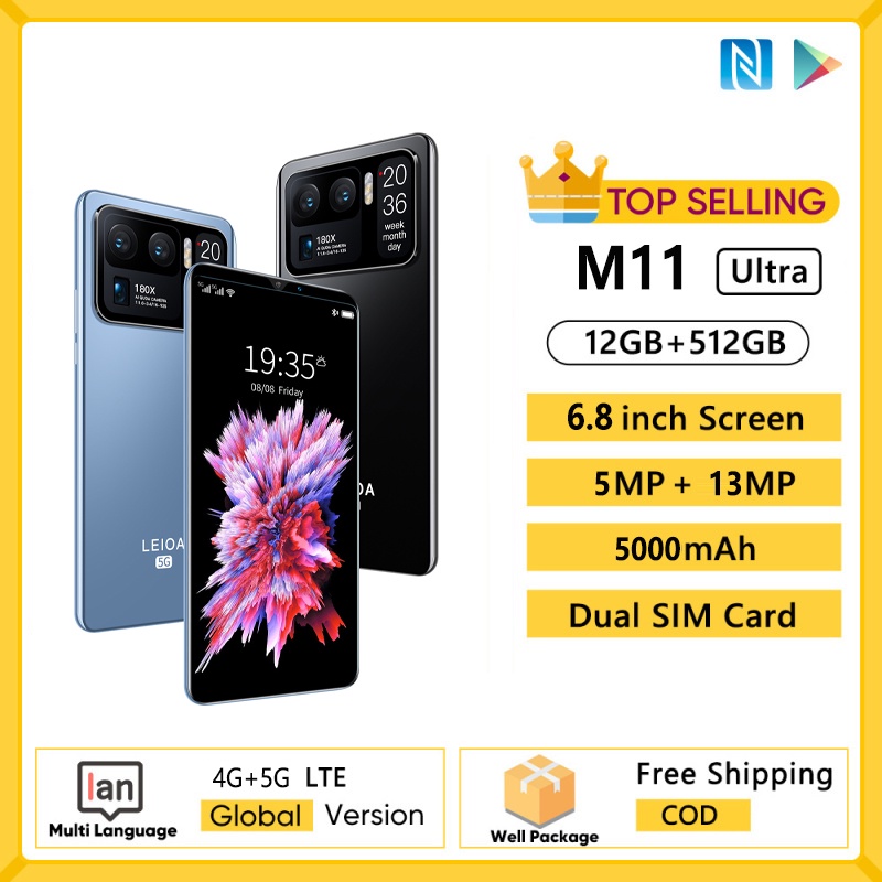 【Produk Baru HP】Baru Asli M11 Ultra Smartphone 12GB + 512 GB Android 10.0 Sistem Dual SIM  5G Handphone 6,8 inci Layar HD Ponsel Gaming Legendaris