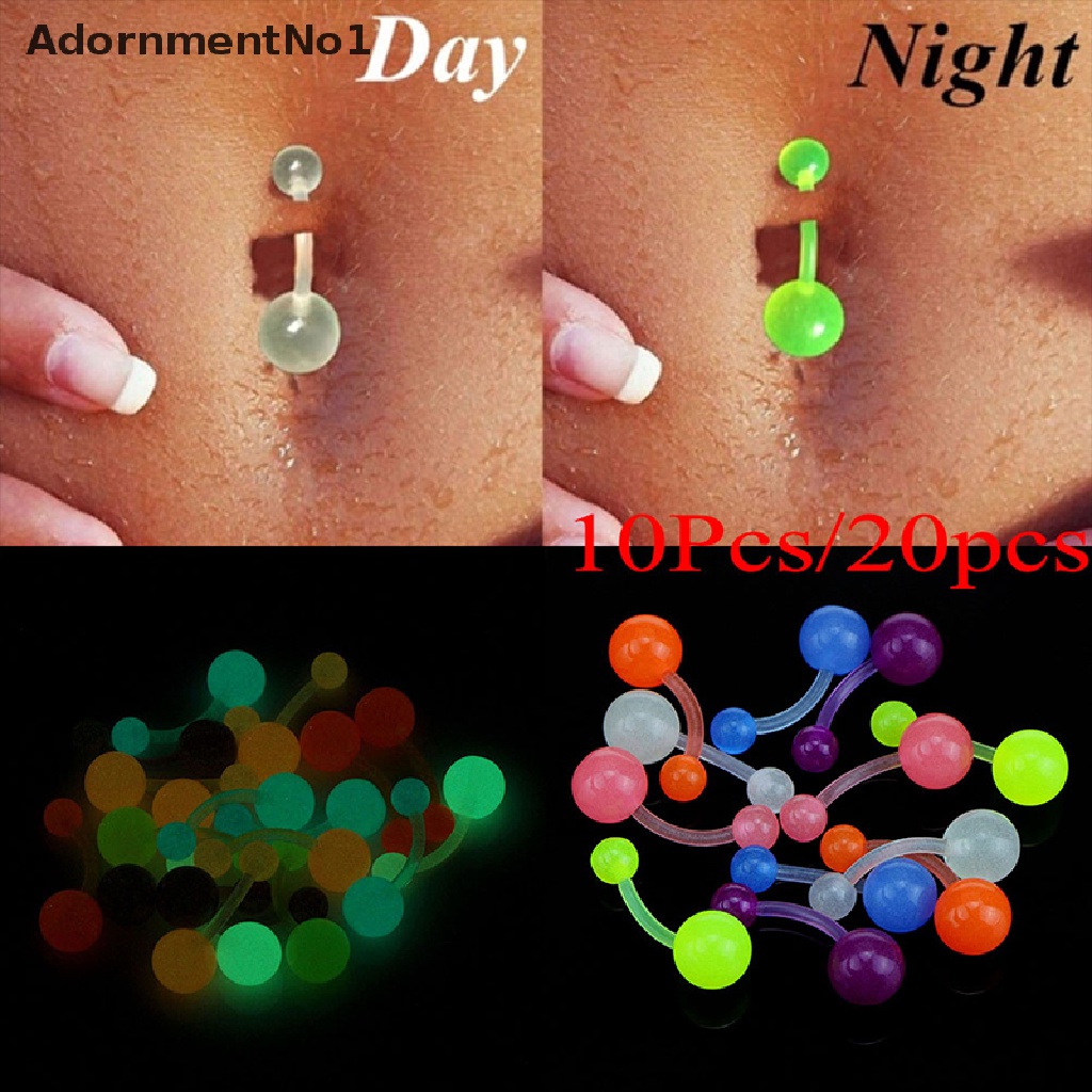 (AdornmentNo1) 1 Set Anting Tindik Perut / Pusar Luminous Flexible Untuk Wanita