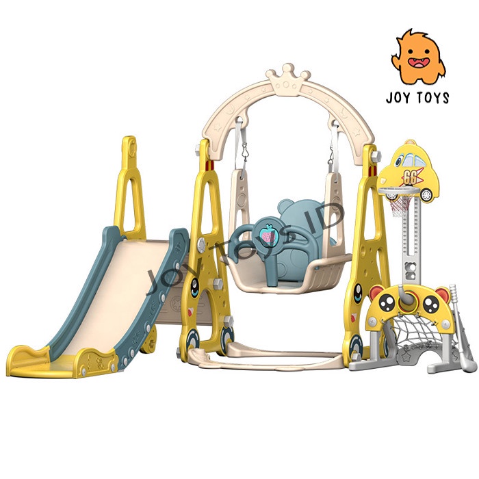 Mainan Perosotan Anak Dengan Ayunan, Perosotan, Ring Basket, dan Musik