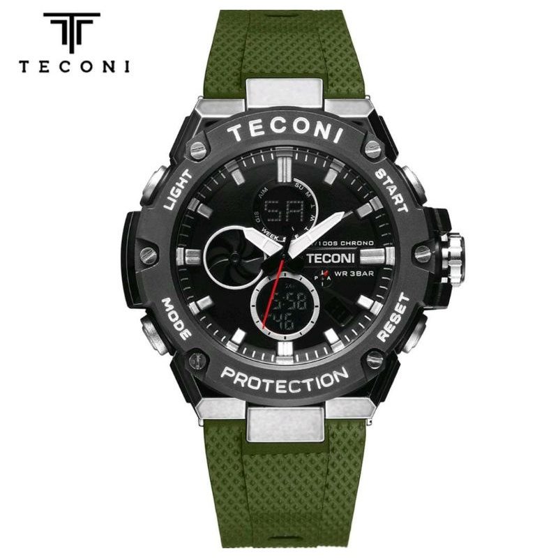 Jam Teconi Original Jam Tangan Dualtime Anti Air Jam Tangan Rubber Pria