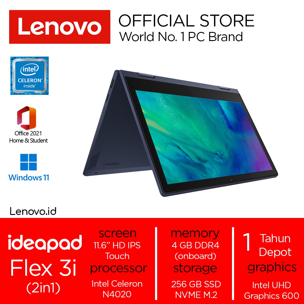 11 6 Intel Celeron 1 6 Ghz 4 Go Ssd 1 To Jual Lenovo IdeaPad Flex 3i 11IGL05 OHS Intel Celeron N4020 Win11 4GB 256GB  SSD 11.6" HD IPS Touch Glossy 50% NTSC Integrated Graphics 5SID 5TID Laptop  2in1 11inch Touchscreen 82B2005SID Platinum Grey