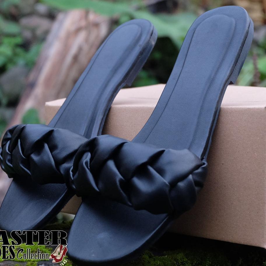 SGW.14My22ᴬ– TerSandal Teplek slop Wanita Flat Tali Kepang Remaja-Sendal pesta Slip On Kekinian Empu
