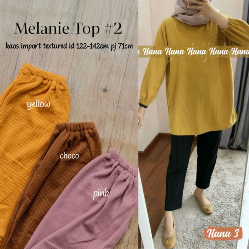BAJU ATASAN WANITA JUMBO BIG SIZE KAOS LD 122-142 // MELANIE TOP # 2 BY AD HANA FASHION HQ/TUNIK JUM