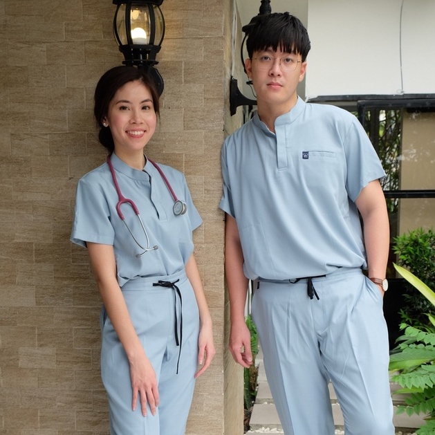 MANDARIN - EMPIRICAL Scrubs Lengan Pendek Baju Jaga Theatre Blues SS