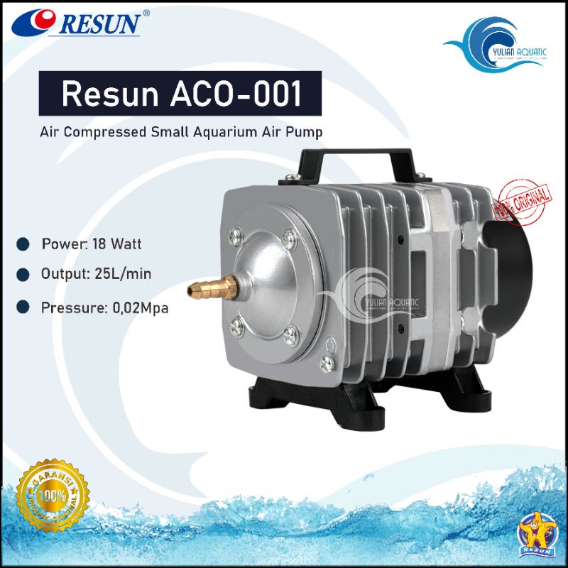 RESUN ACO 001 Pompa Udara Aquarium Aerator Aquarium Air Pump mesin gelembung udara Electromagnetic Air Compressor