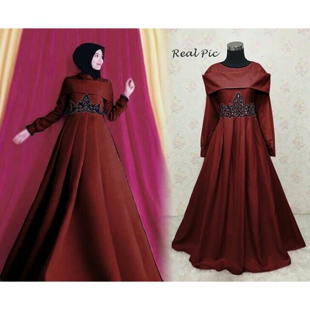 08912 Gamis Tiara Maroon / Baju muslim / Hijab / Maxi / Dress