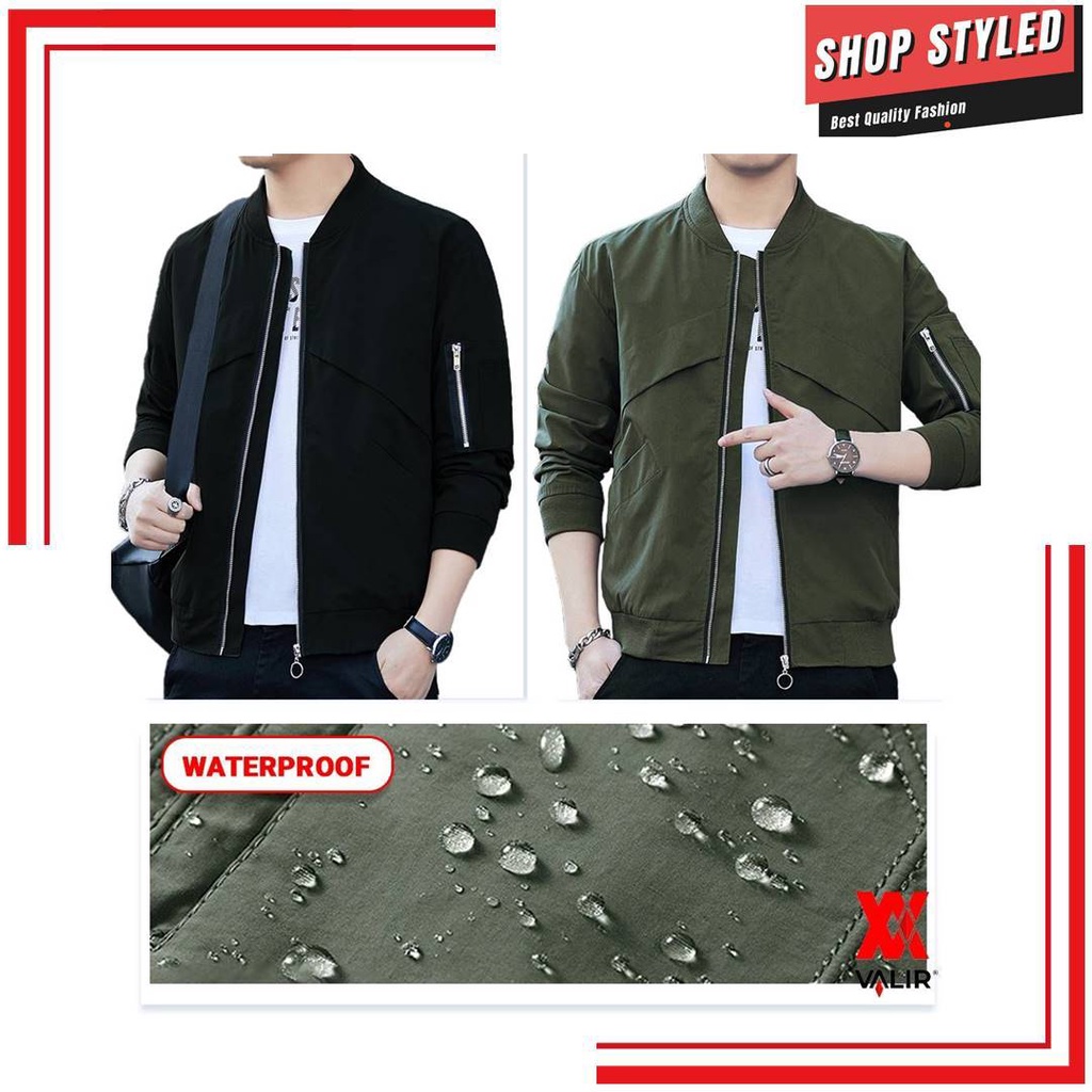 Jaket Pria Bomber Polos Tebal Anti Air Musim Dingin Bahan Import Taslan Premium Original Jacket Cowo